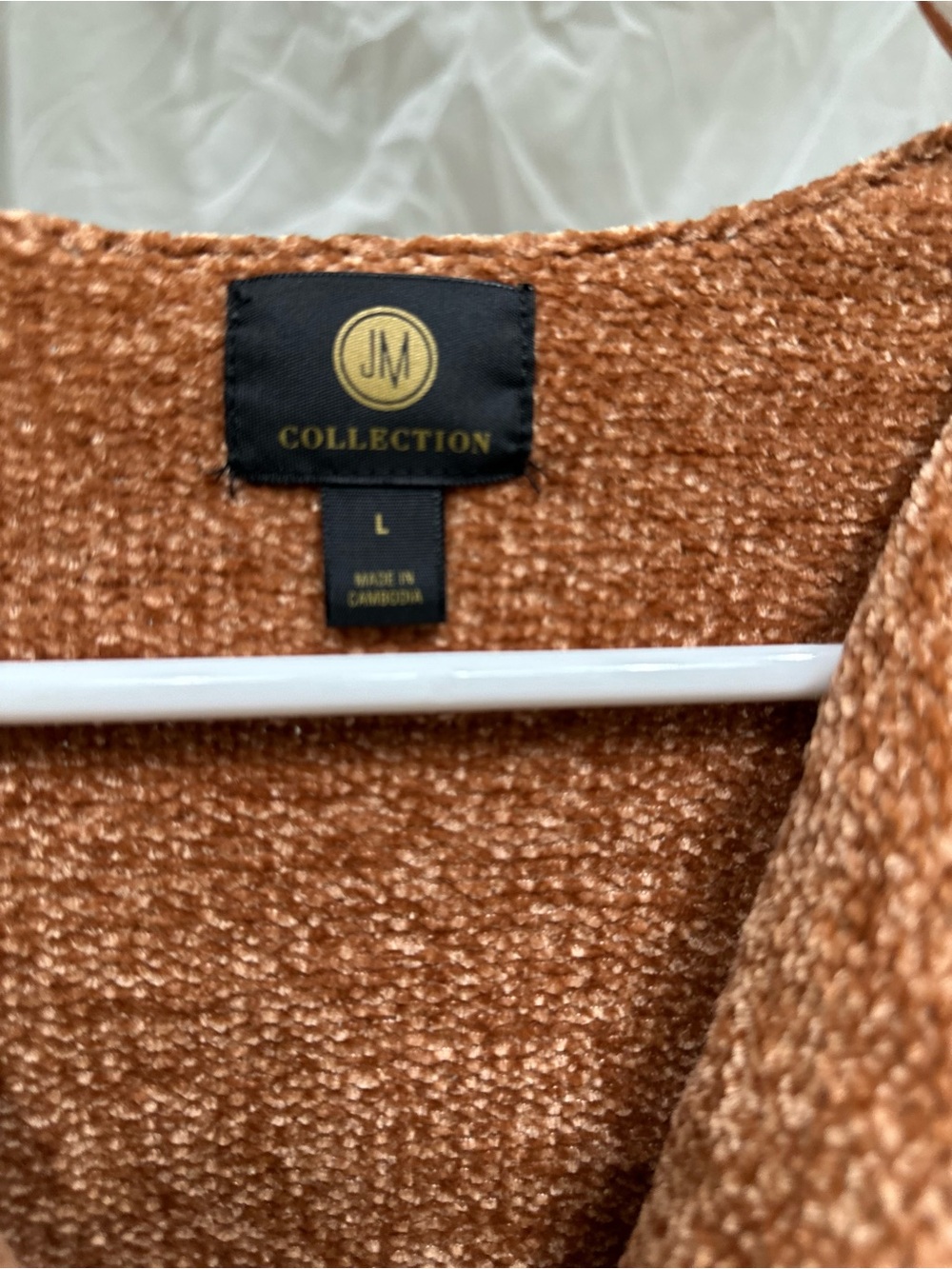 JM Collection Chenille Cowl Neck Sweater in Rust - Picture 3 of 3
